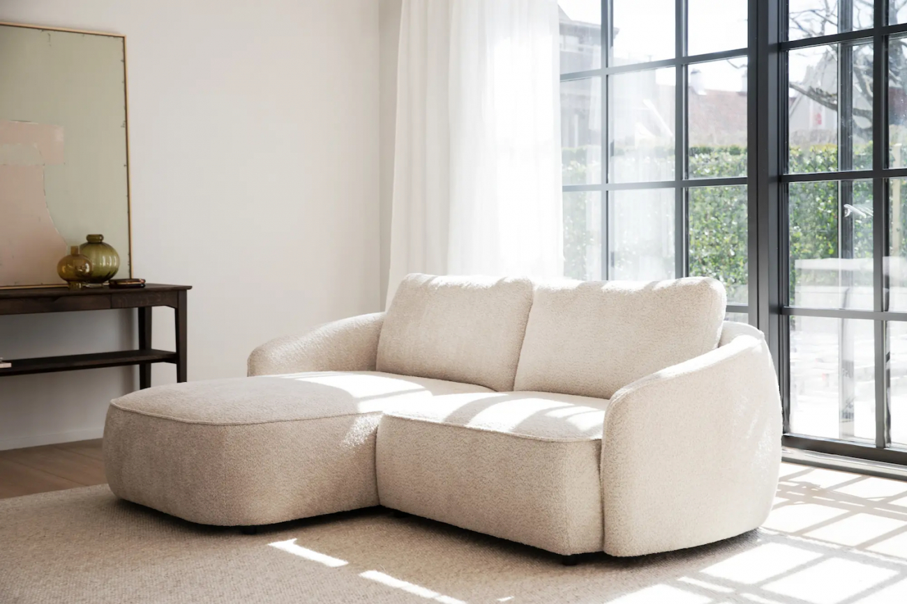 3-zitsbank 'Norris' Chaise longue links - Lichtbeige