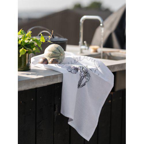 Keukenhanddoek 'Strawberry' 47x70 - Wit