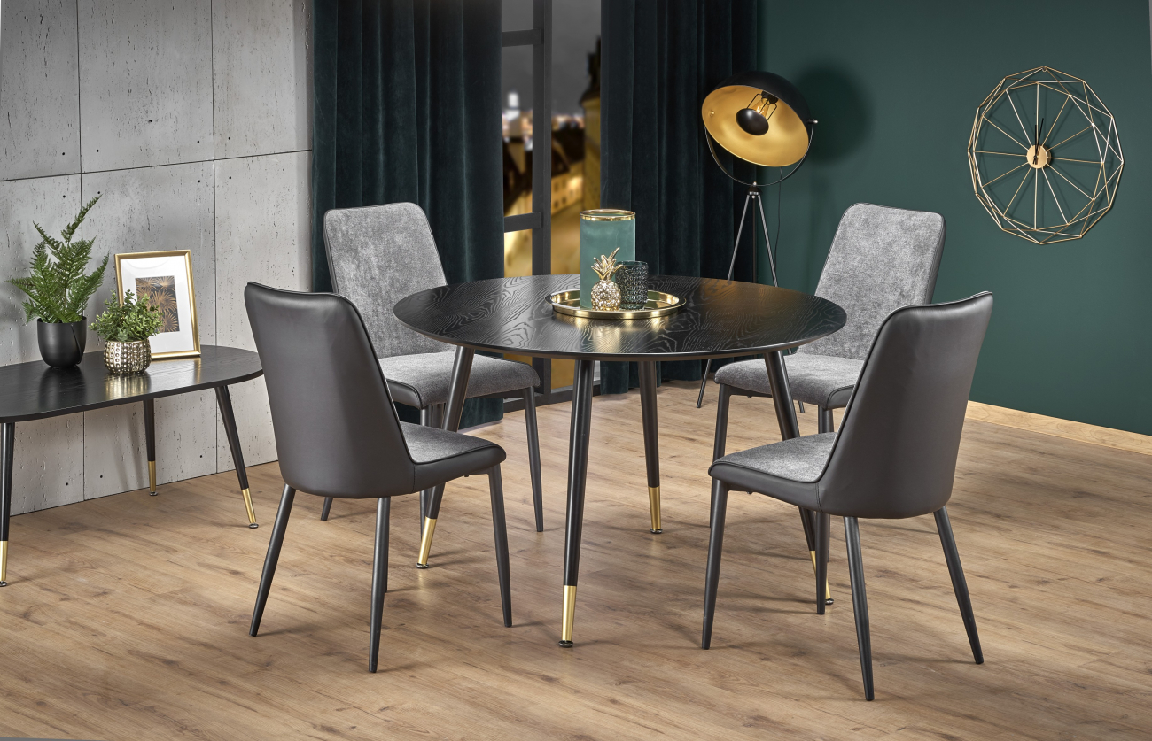 Eettafel 'Noir' Rond 120cm - Zwart/Goud
