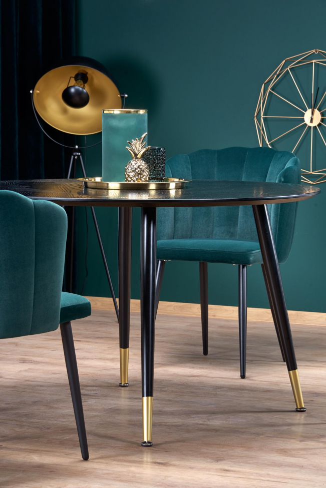 Eettafel 'Noir' Rond 120cm - Zwart/Goud