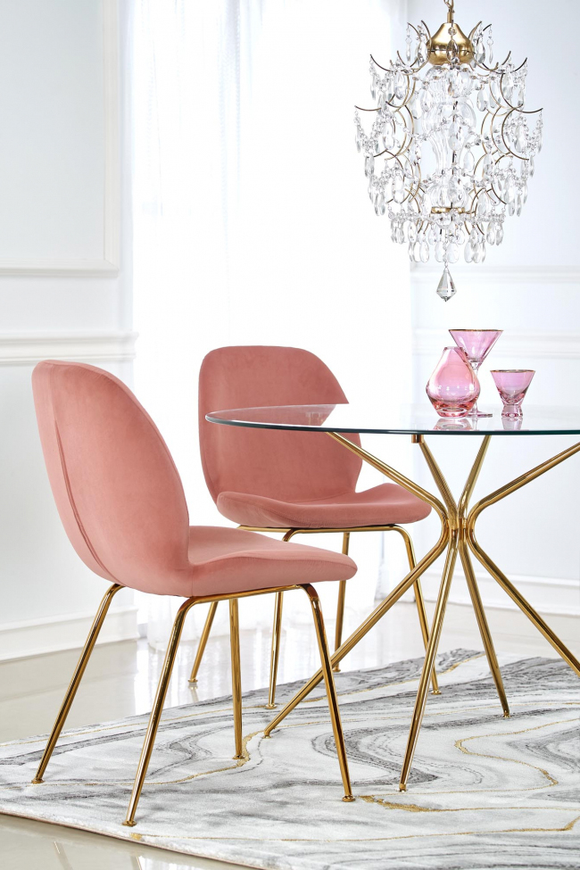 Eettafel 'Rondo' Rond 110cm - Transparant/Goud