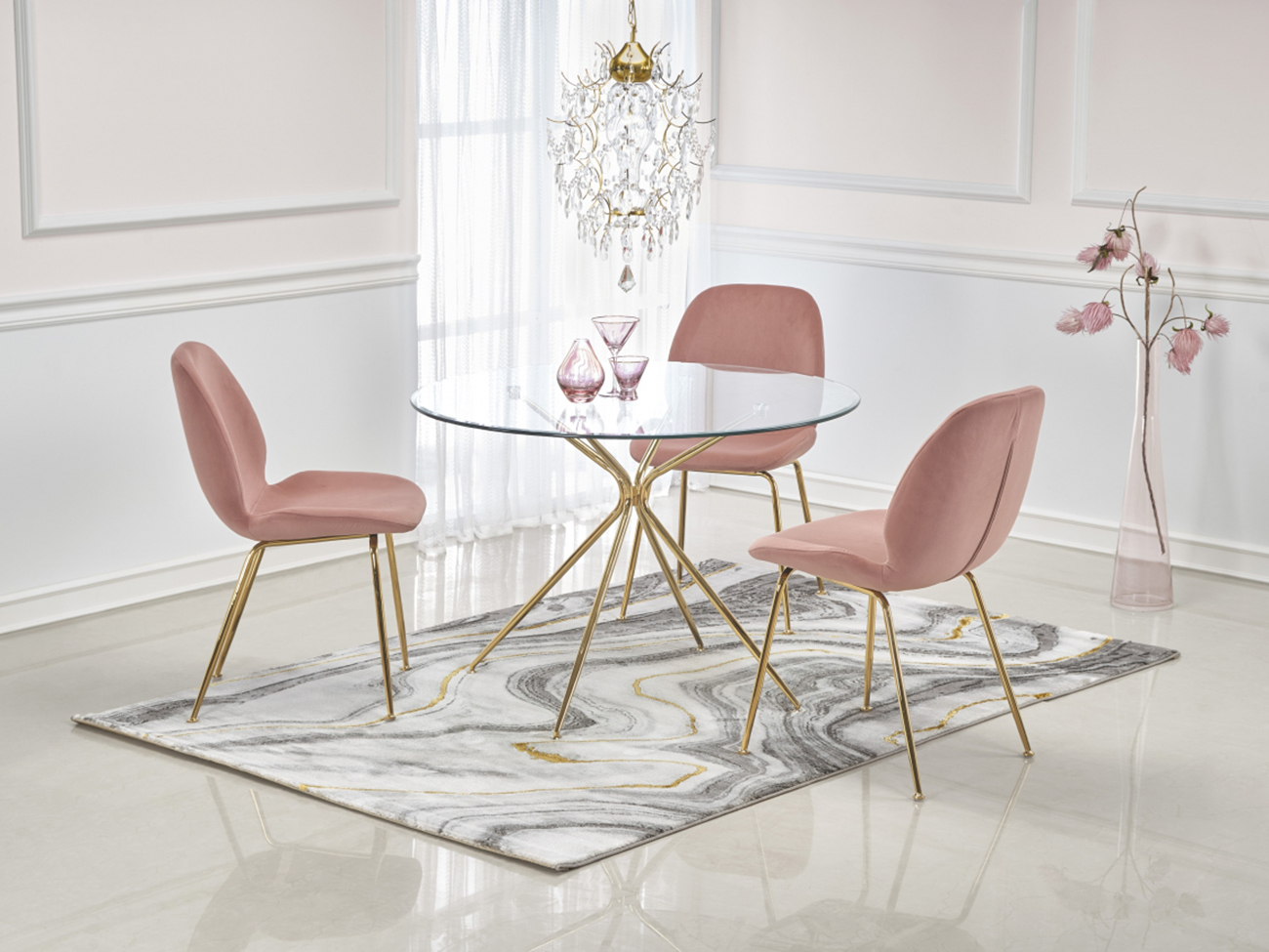 Eettafel 'Rondo' Rond 110cm - Transparant/Goud