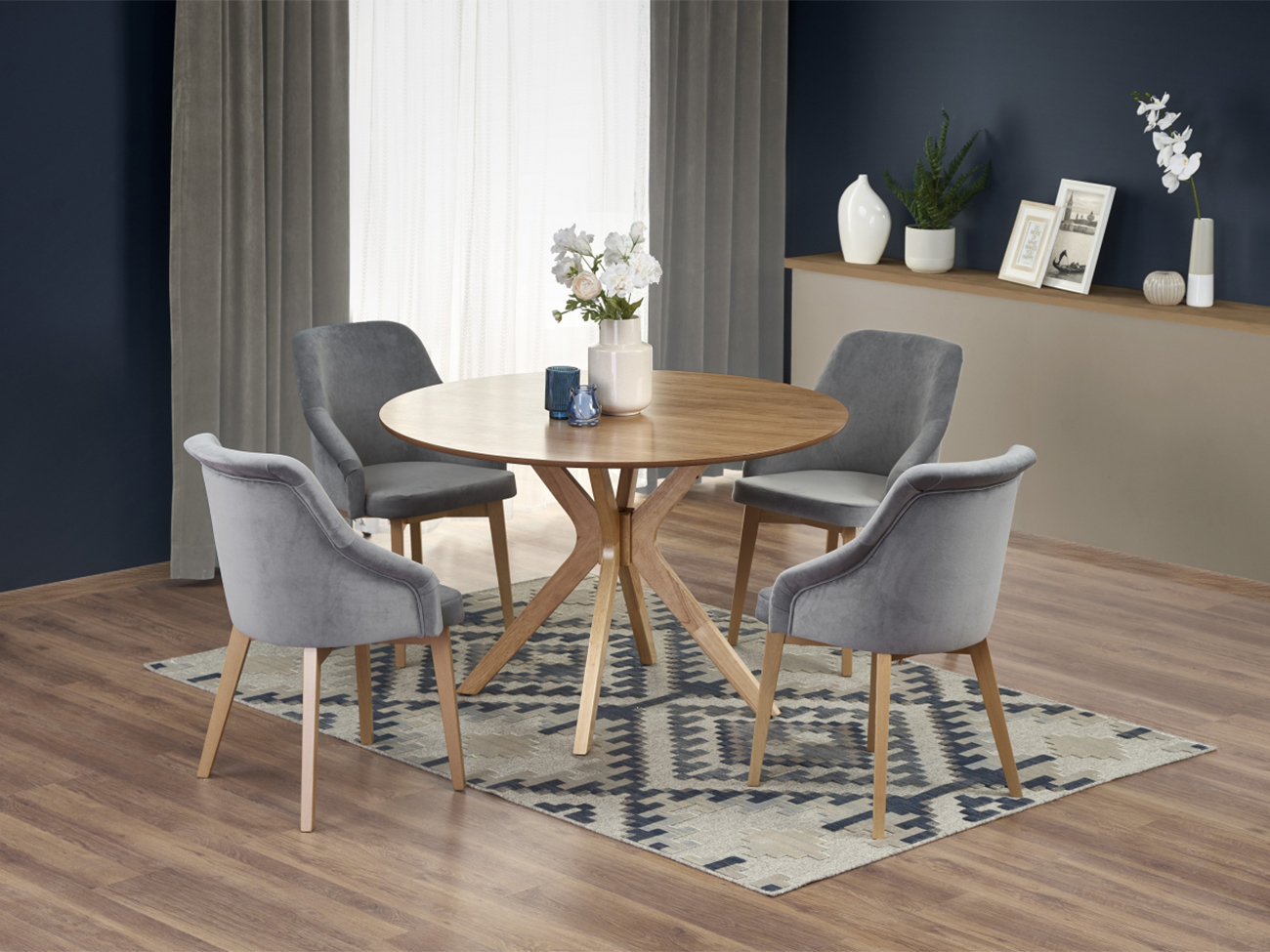 Eettafel 'Nicolas' Rond 120cm - Natuur