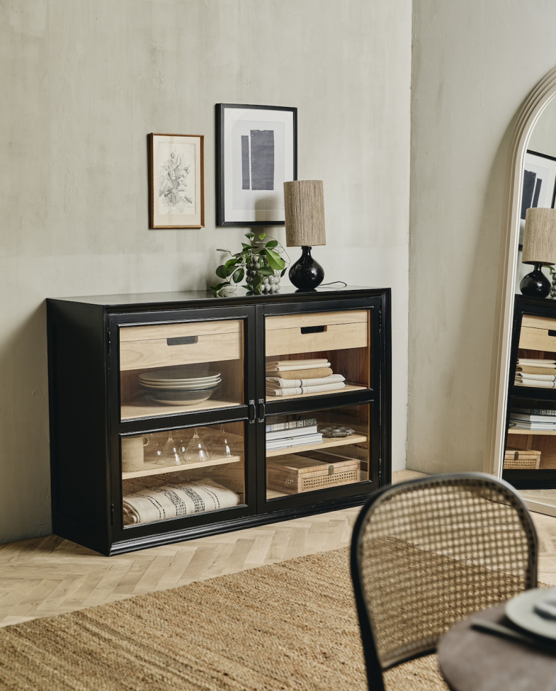 Dressoir 'Viva'- Zwart/Natuur