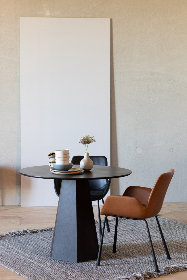 Eettafel 'Pilar' Rond 100cm - Zwart