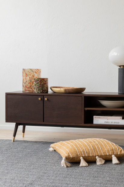 TV-meubel 'Prime' - Walnoot/Messing