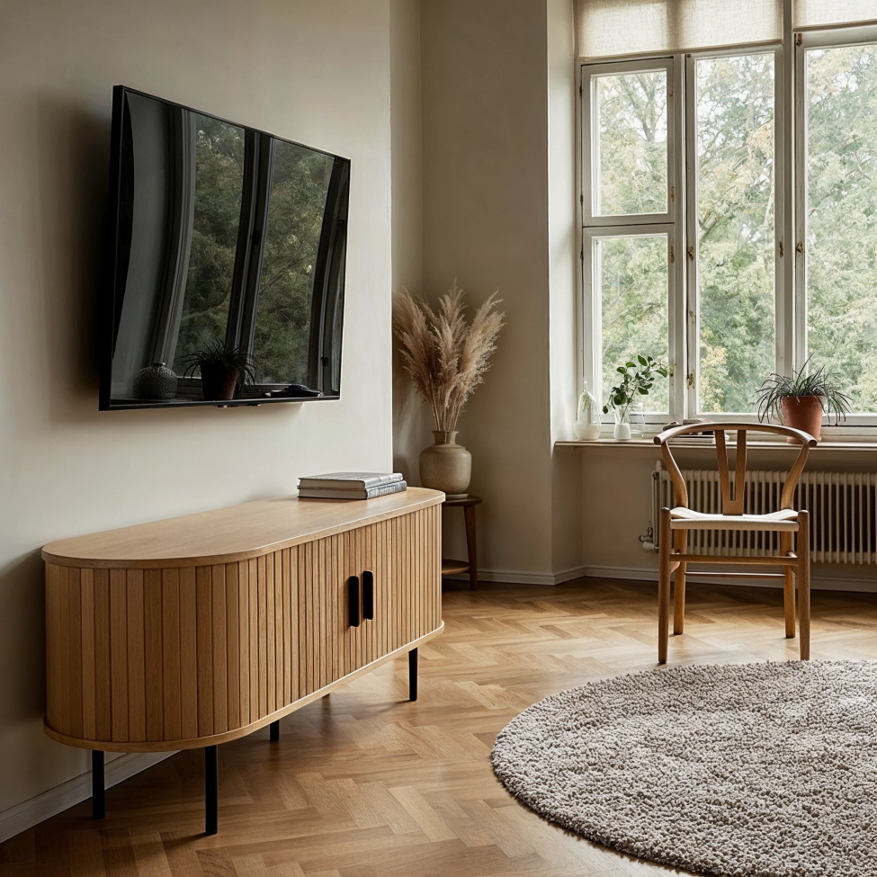 Tv-meubel 'Holmvik' - Natuur/Zwart