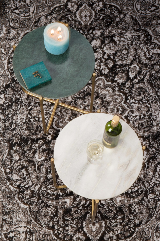 Bijzettafel 'Timpa' - Groen marmer/Messing