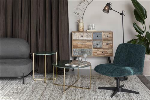 Salontafel 'Timpa' Rond 70cm - Groene marmer/Goud