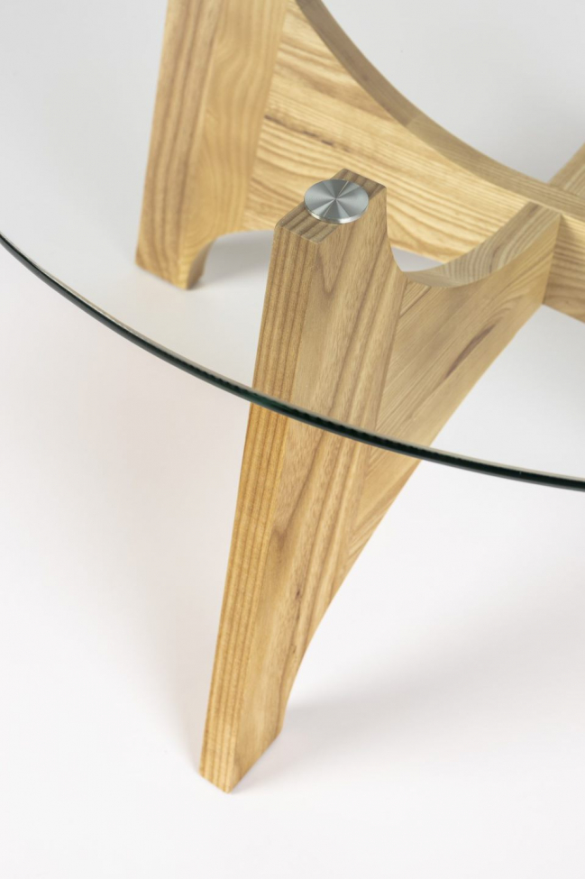 Salontafel 'Kobe' Rond 80cm - Natuurlijk/Glas