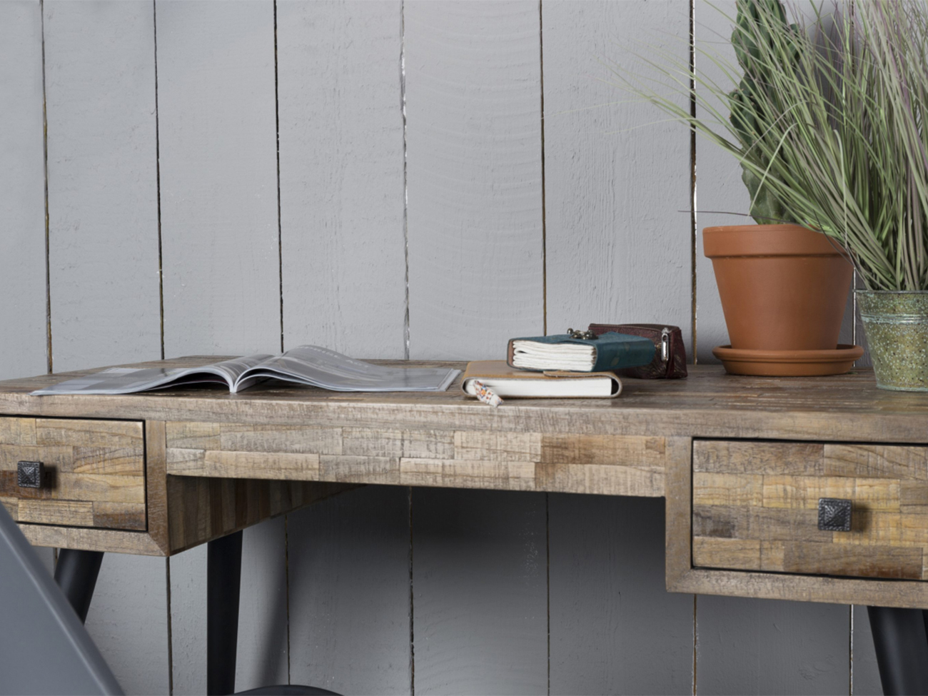 Bureau/Side table 'Leo' - Teak/Staal