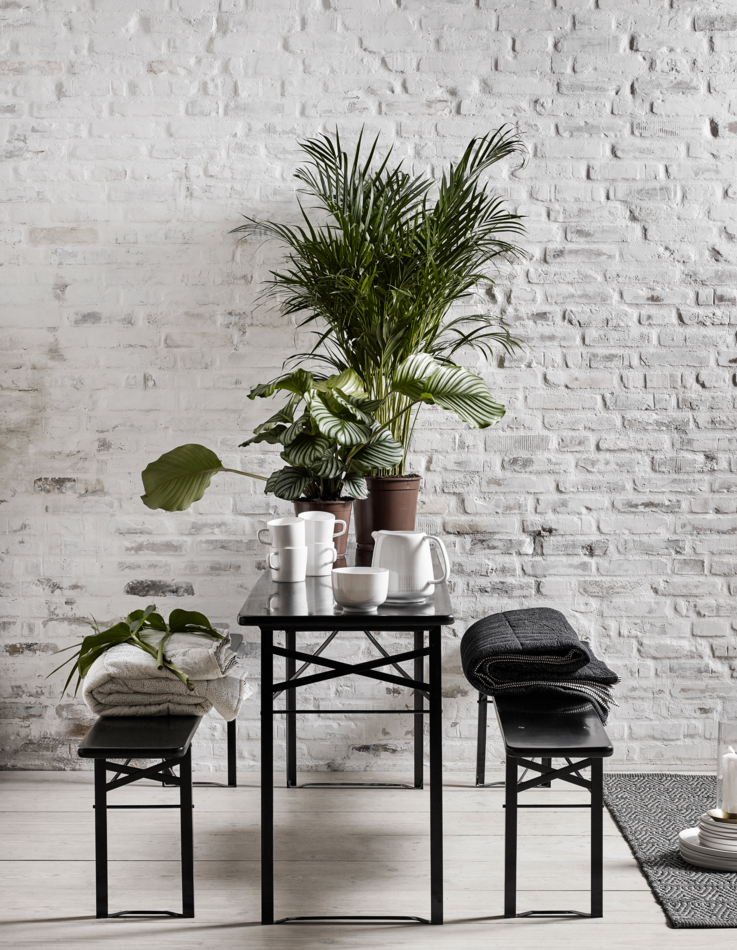 Tafel en banken 'Garden' 160x60cm - Zwart