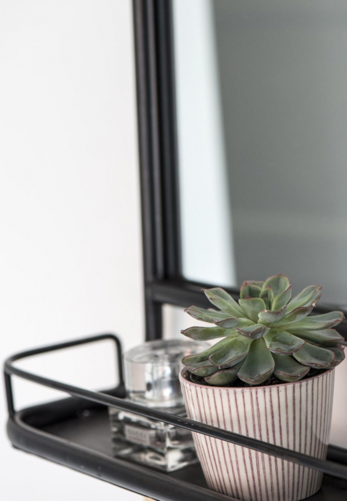 Wandspiegel met planken 'Tulpan' - Zwart