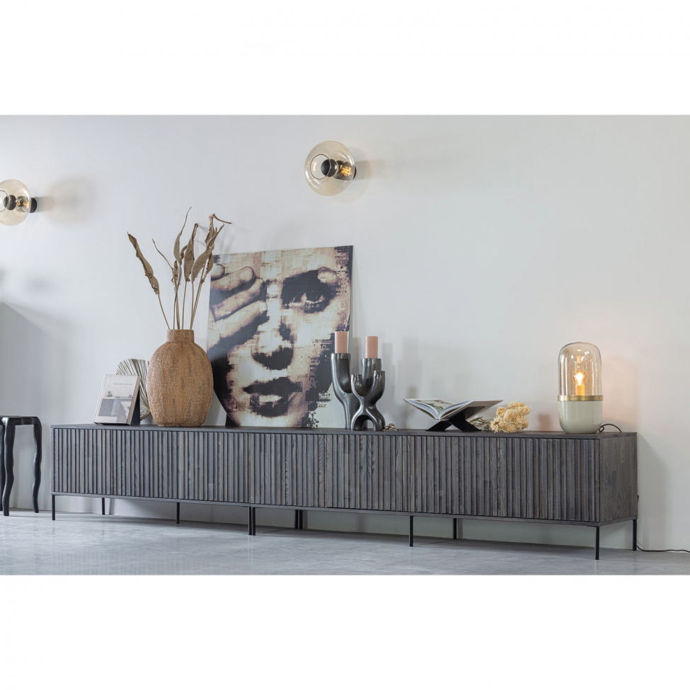 TV-meubel ‘New Gravure’ 100 cm - Donkerbruin/Zwart