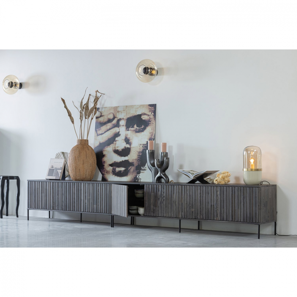 TV-meubel ‘New Gravure’ 100 cm - Donkerbruin/Zwart