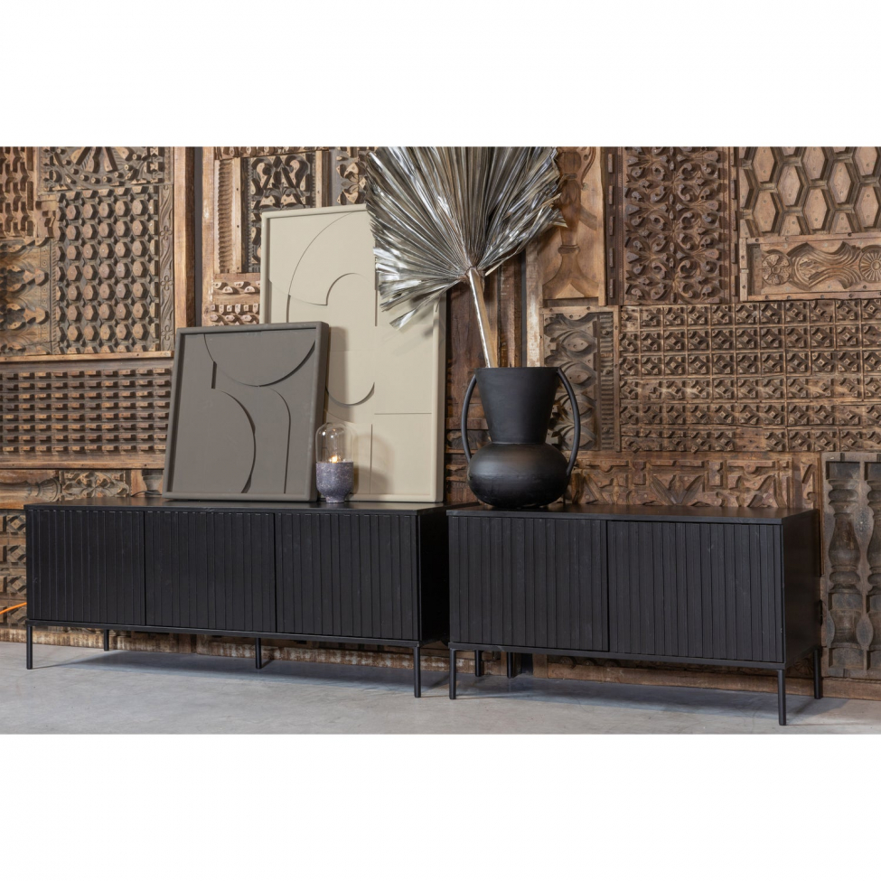 TV-meubel ‘New Gravure’ 100 cm - Zwart/Zwart