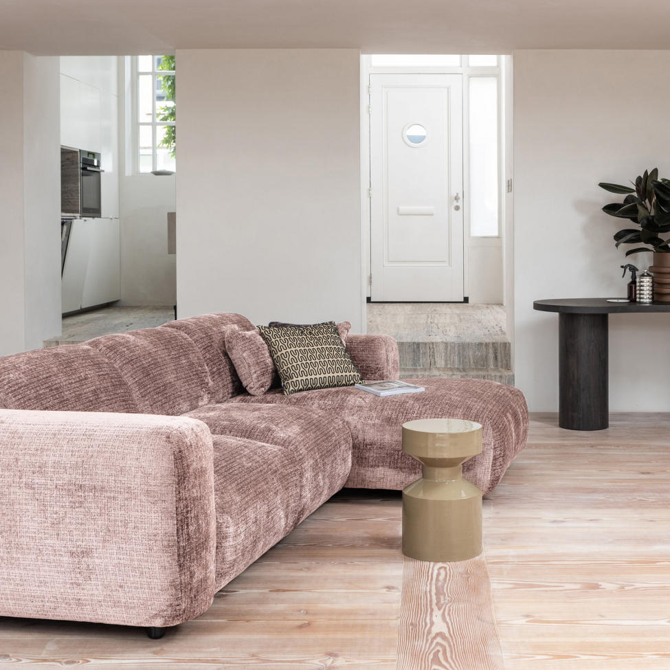 Bank ‘Cloud’ 3-zits chaise longue rechts - Bruin-grijs/Roze