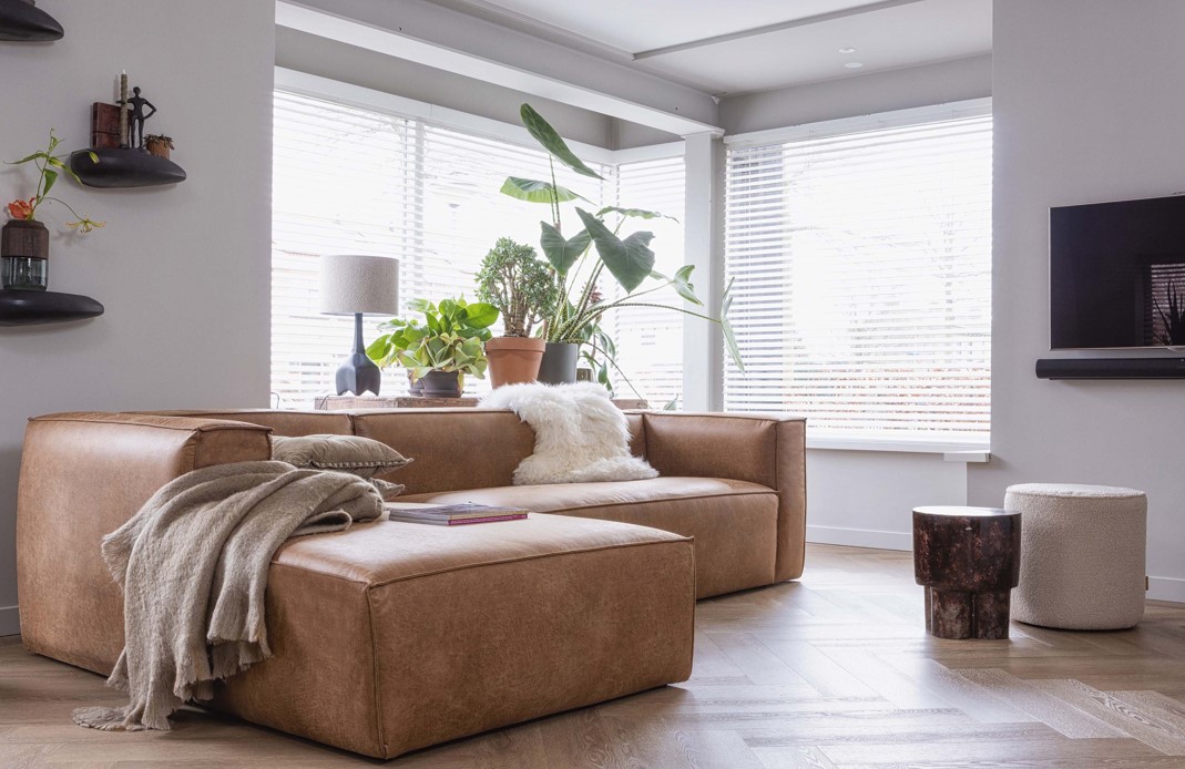 Hoekbank 'Bean' - Cognac