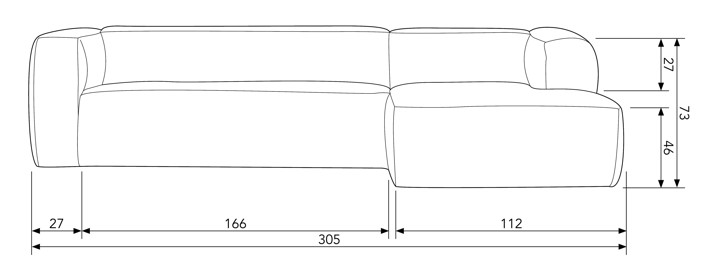 Bank 'Bean' 4-zits - Lichtgrijs