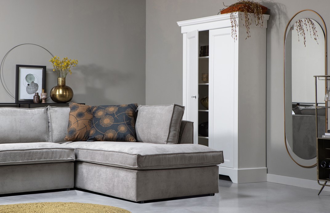 Hoekbank 'Thomas' - Ribbel Grijs