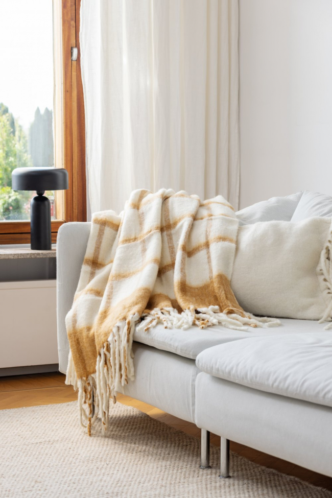 Plaid 'Rachel' 130x170cm - Geel