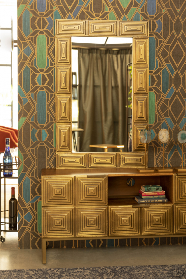 TV-meubel 'Volan' - Bruin/Messing