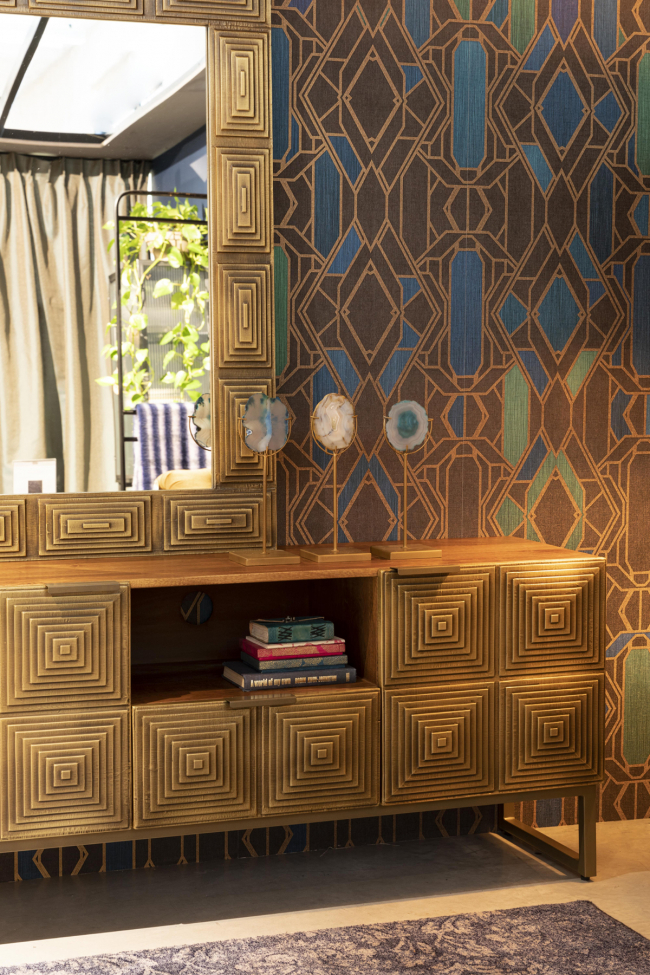 TV-meubel 'Volan' - Bruin/Messing