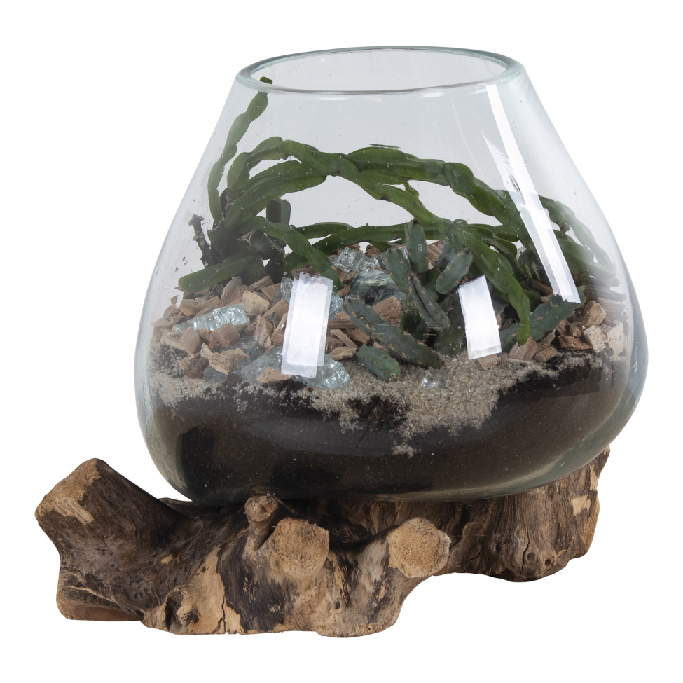 Decoratie 'Waterdrop' - Hout/Glas