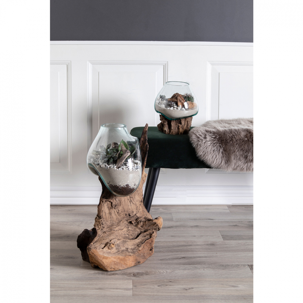 Decoratie 'Waterdrop' 50cm - Hout/Glas