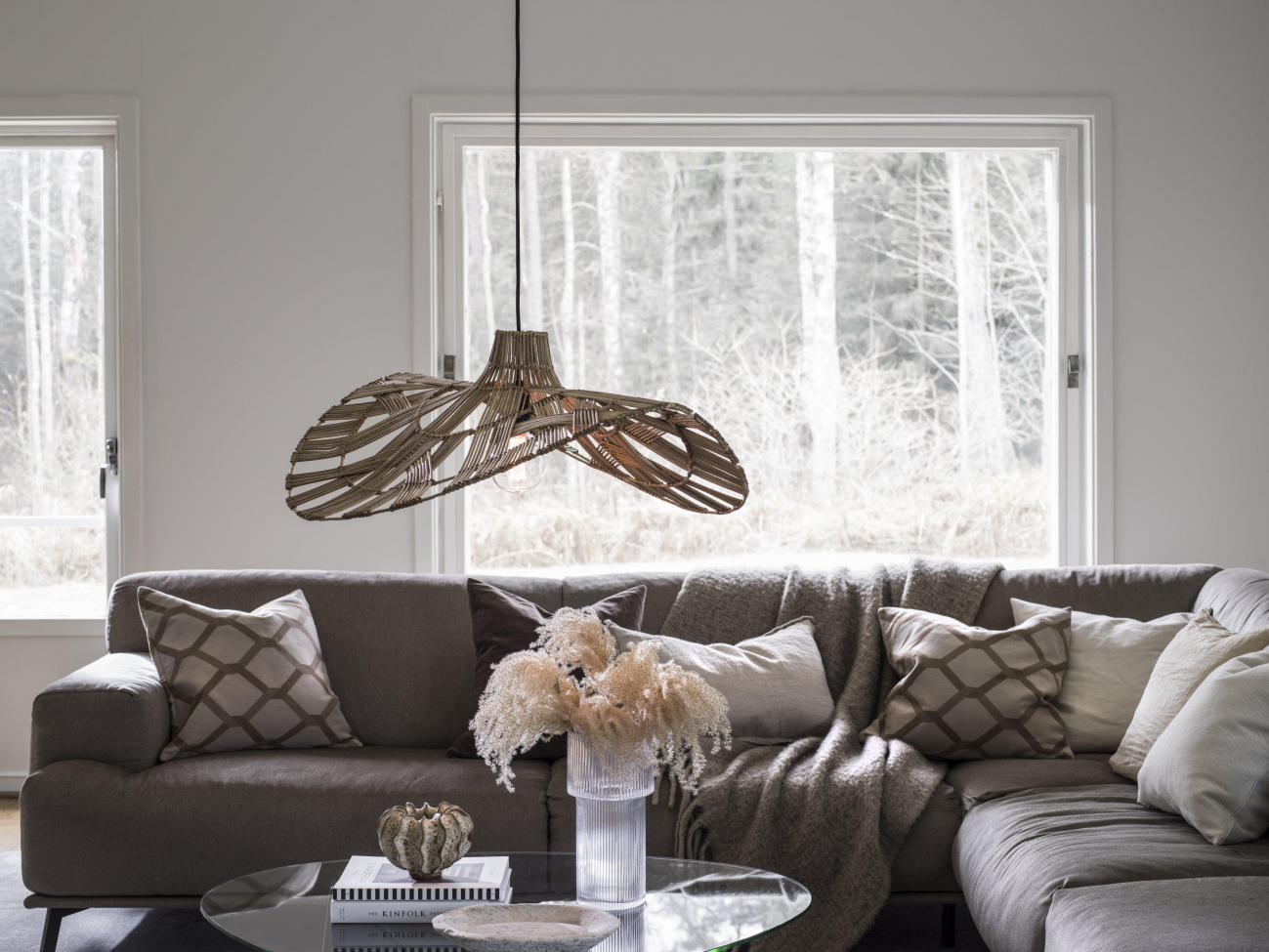 Plafondlamp 'Wella' 81cm - Natuurlijk