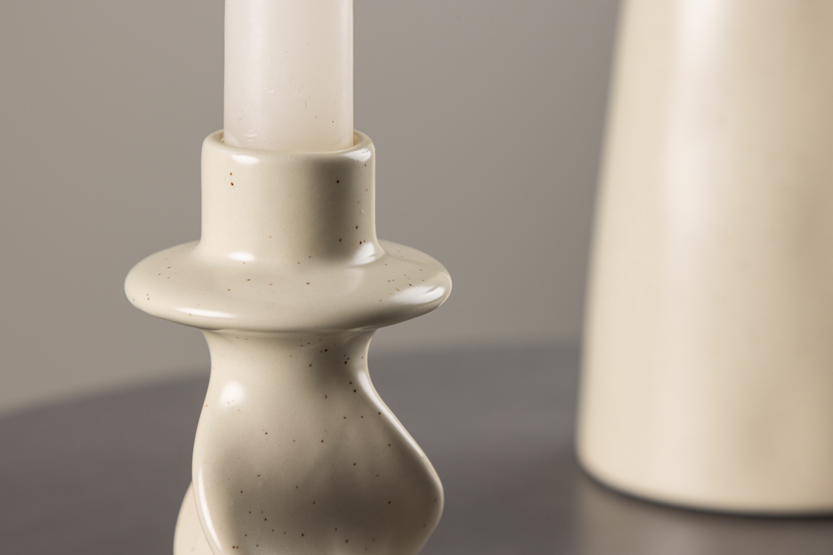 Kaarsenhouder 'Brooks' - Beige