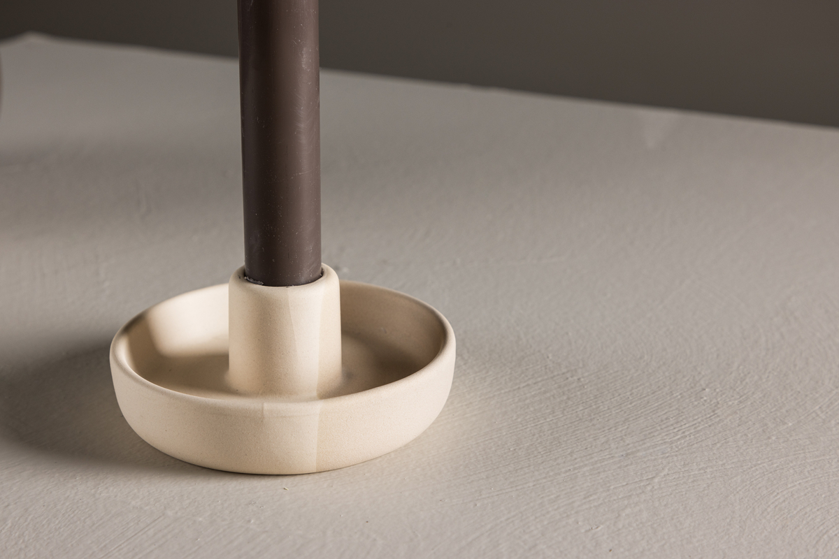 Kaarsenhouder 'Arno' - Beige
