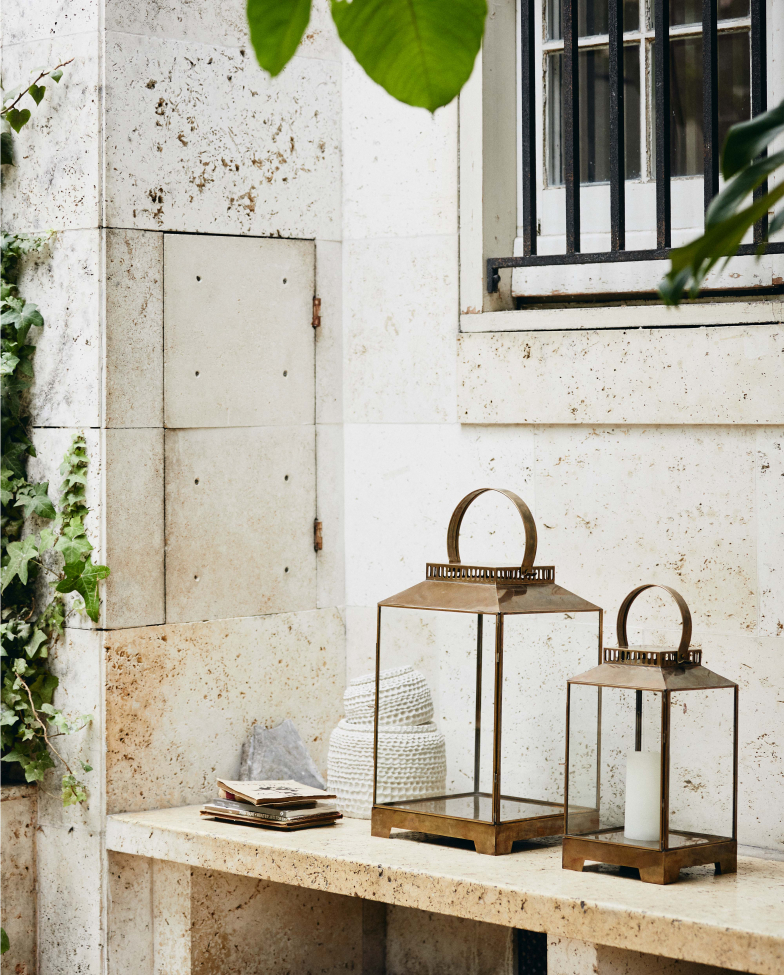 Lantaarn 'Bitra' L - Messing/Glas