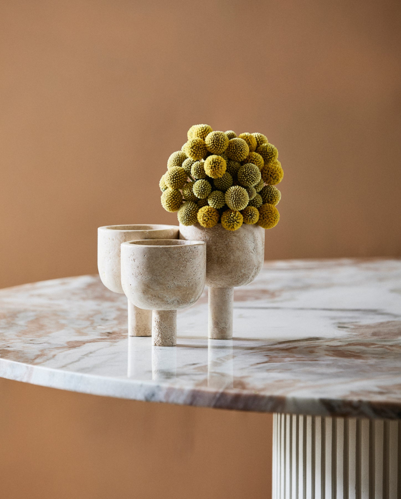 3-pack Potten 'Roca' - Travertin