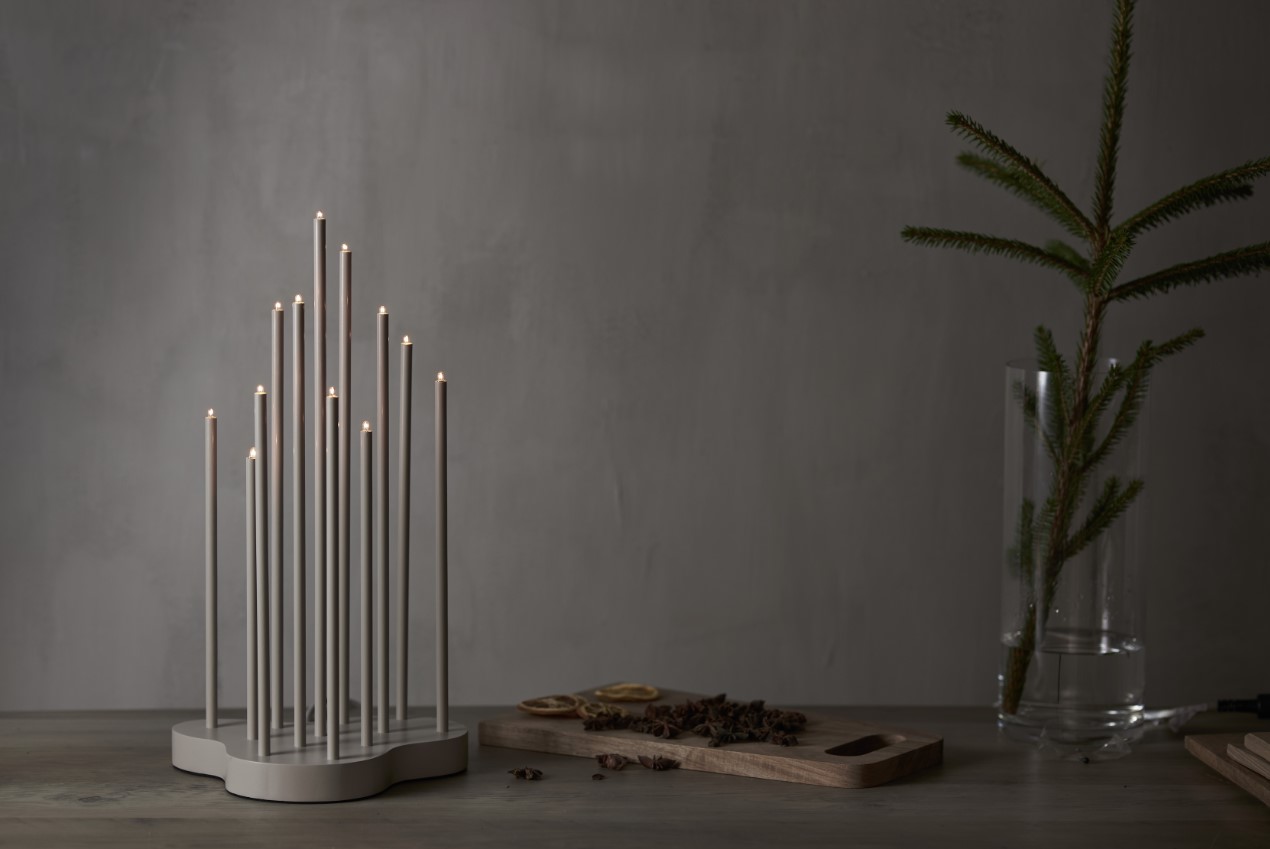 Adventskandelaar 'Buzz' 43cm - Grijs