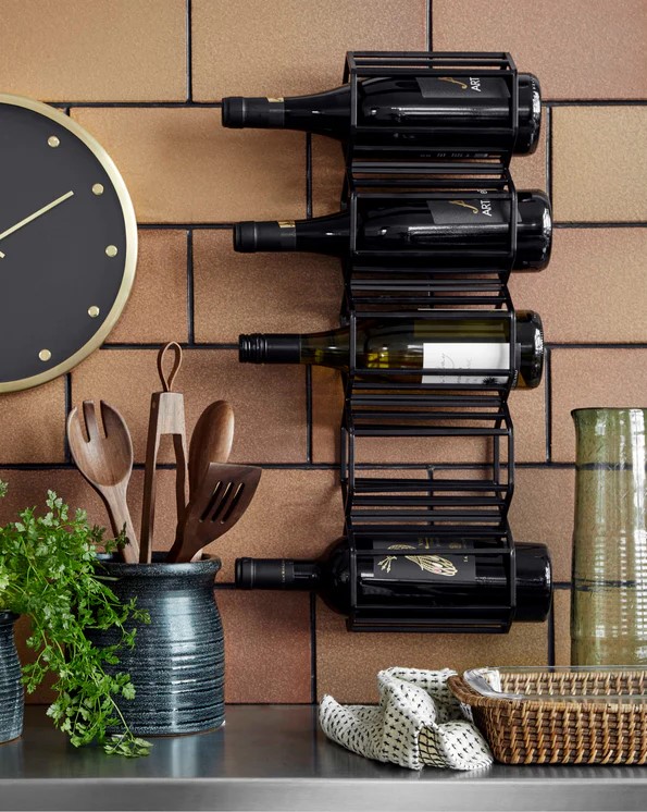 Flessenrek 'Wine' - IJzer/Zwart