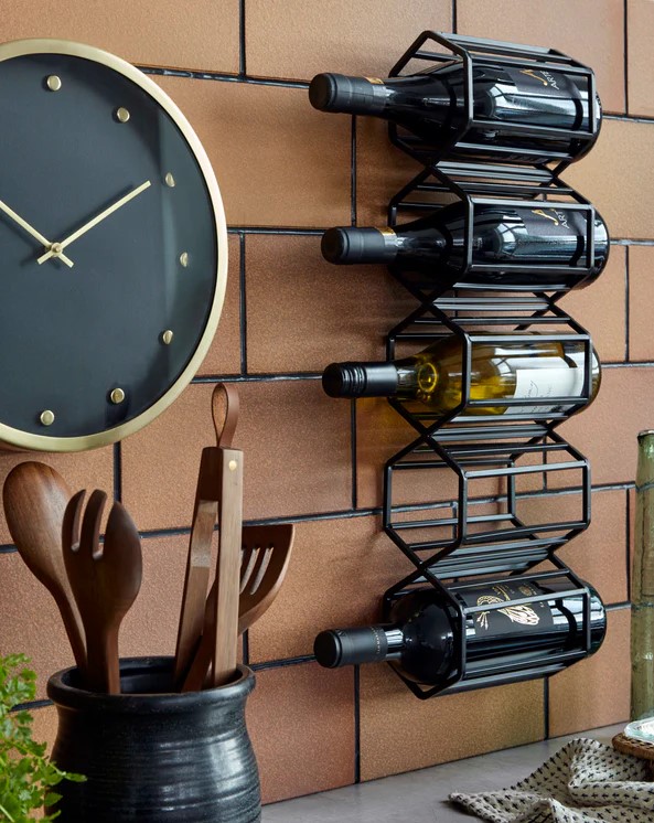 Flessenrek 'Wine' - IJzer/Zwart