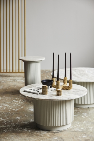 Salontafel 'Erie' Rond 75cm - Wit Marmer