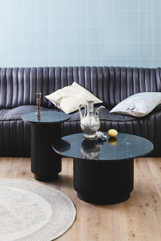 Salontafel 'Erie' Rond 75cm - Zwart Marmer