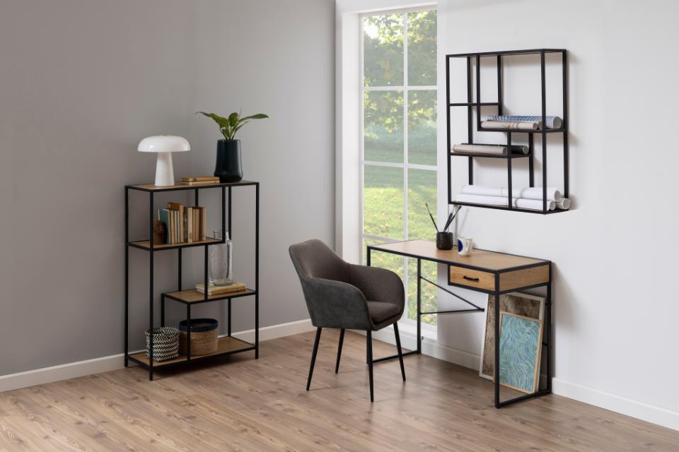 Wandplank 'Hydra' 75cm - Zwart/Natuurlijk