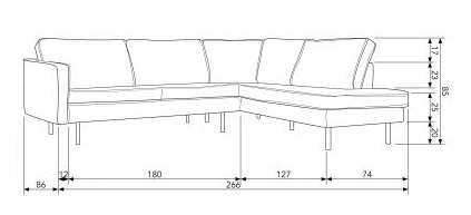 Hoekbank 'Rodeo' - Khaki - Rechts