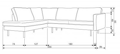 Hoekbank 'Rodeo' - Khaki - Links