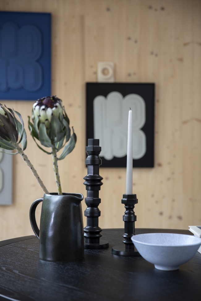 Kaarsenhouder 'Totem' - Zwart