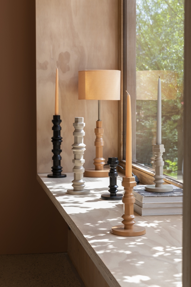 Kaarsenhouder 'Totem' - Beige