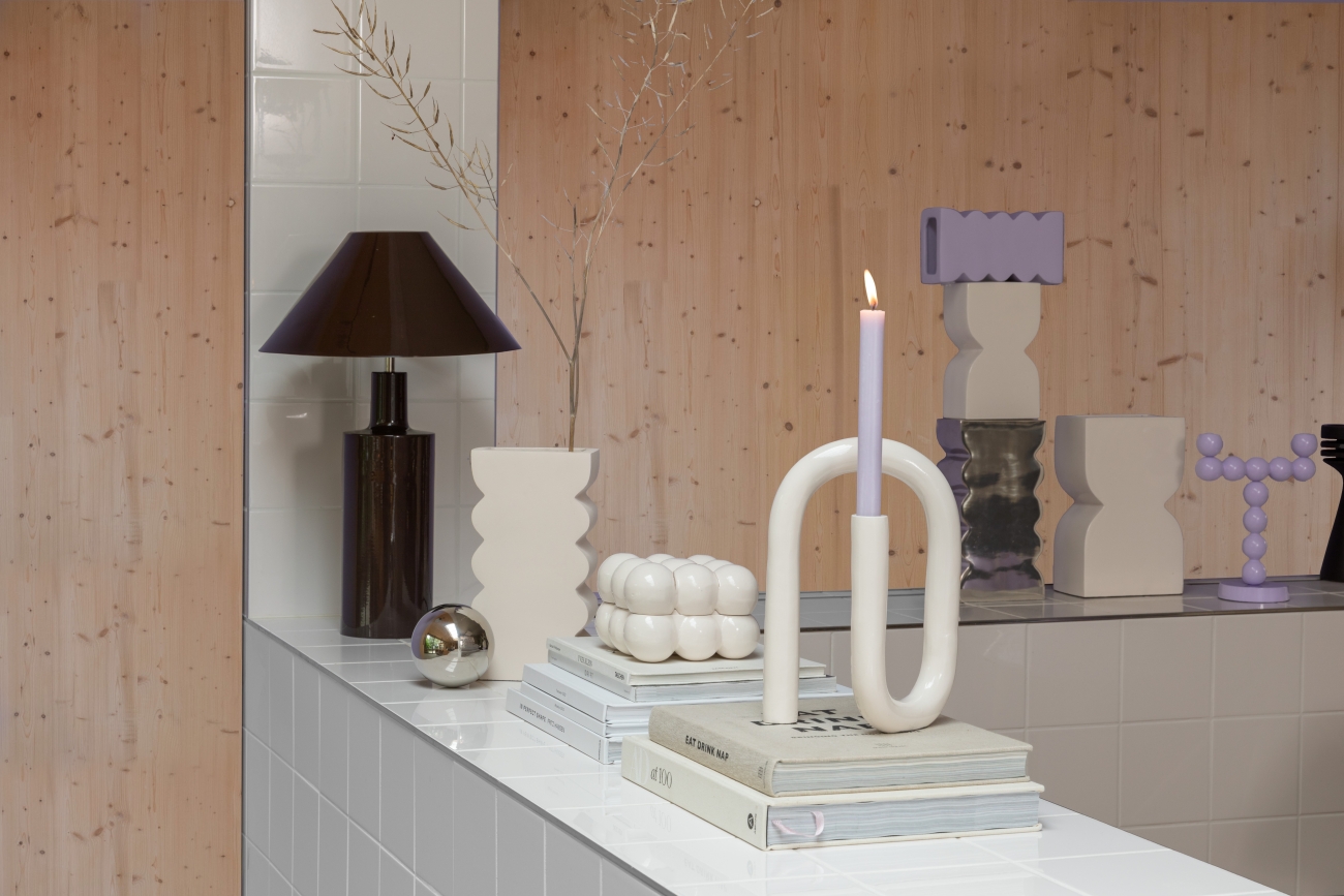 Kaarsenhouder 'Bubbles' - Paars