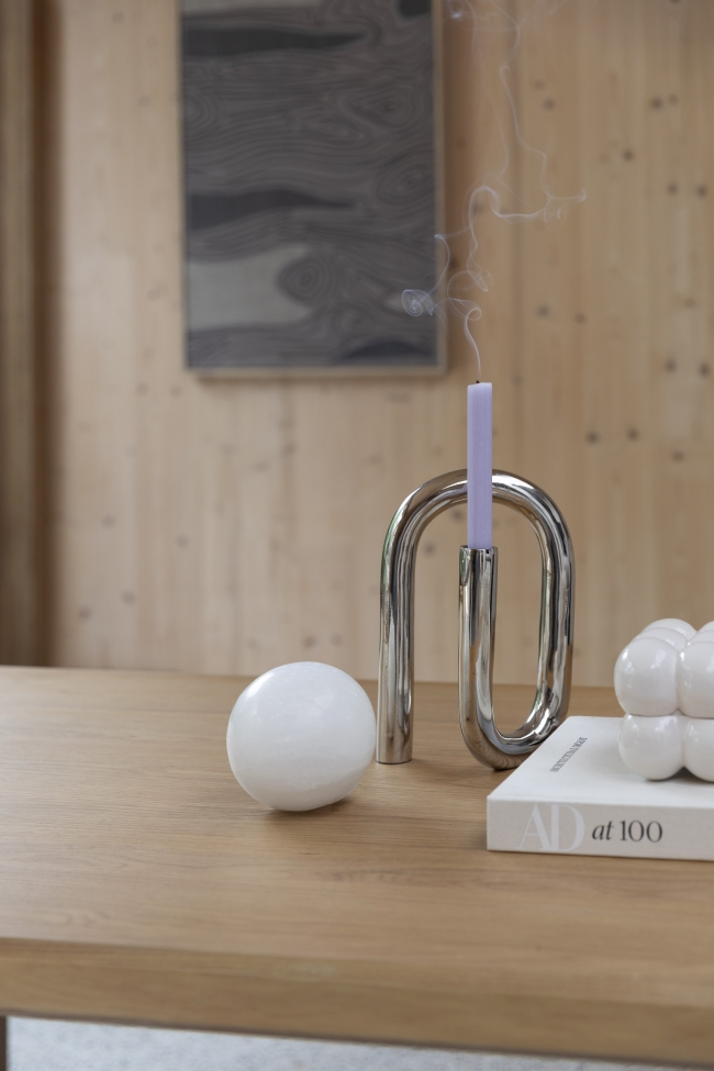 Kaarsenhouder 'Tubo' - Zilver L