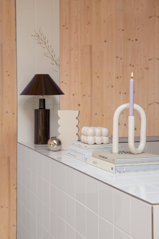 Kaarsenhouder 'Tubo' - Beige L