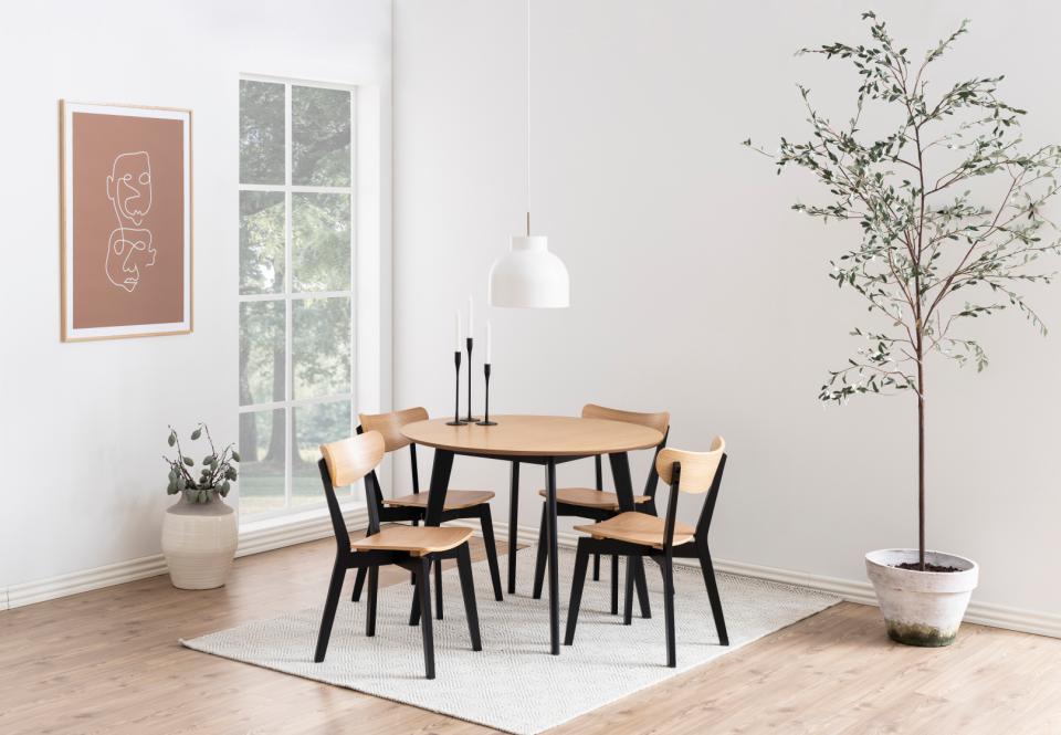 Eettafel 'Ärsjö' Rond 105cm - Zwart/Natuurlijk