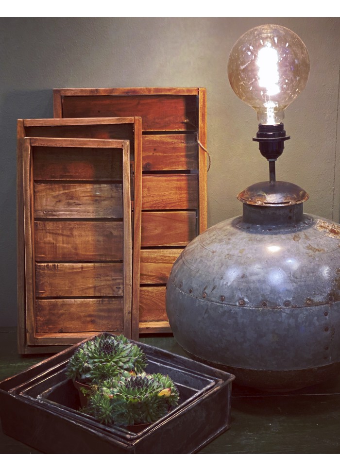 3-pack Houten dienblad 'Recycled' - Hout