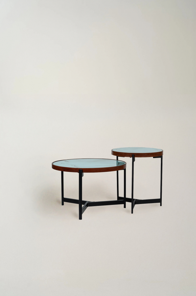 Salontafel 'Marble' 2 delen - Zwart/Wit